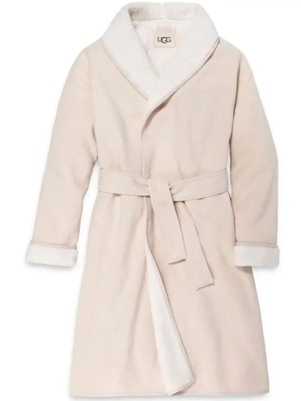 NWT UGG Anabella Reversible Waffle Fleece Robe Cream Beige Size M